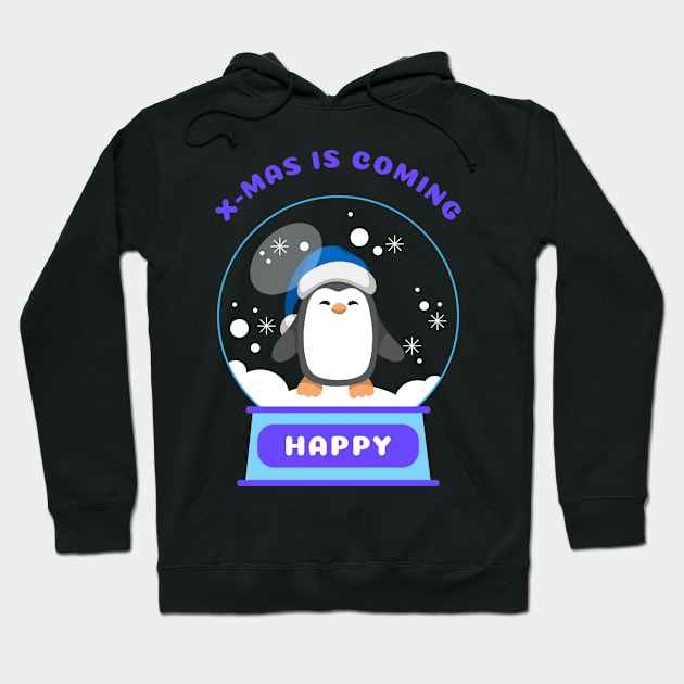 Xmas Is Coming Happy Penguin (Blue) Hoodie by GideonStore